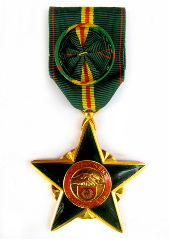 Médaille de l'Ordre du Dévouement Congolais décernée à Rhode Makoumbou par le Président de la République