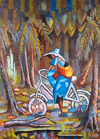 Rhode Makoumbou › Schilderij: «La ballade en forêt» • ID › 229