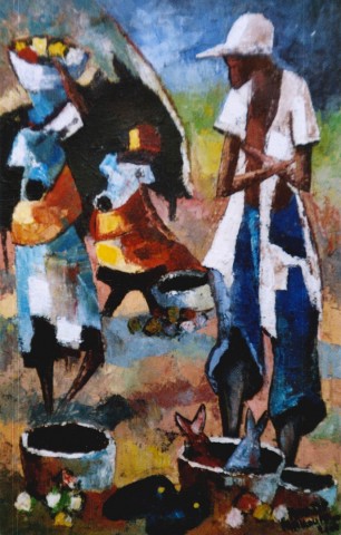 Rhode Makoumbou › Peinture : «Le vendeur» • ID › 54
