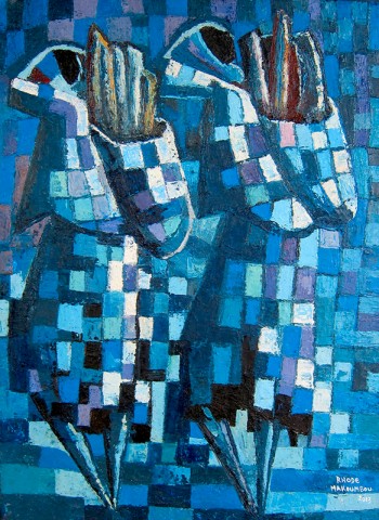 Rhode Makoumbou › Peinture : «Porteuses de mponzi» • ID › 366
