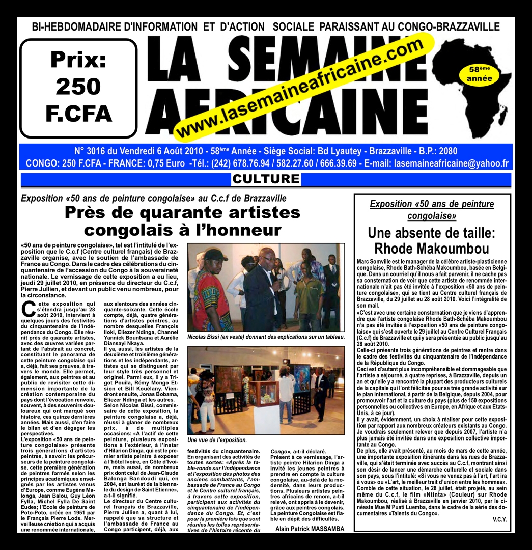 Journal La Semaine Africaine «une Absente De Taille Rhode Makoumbou