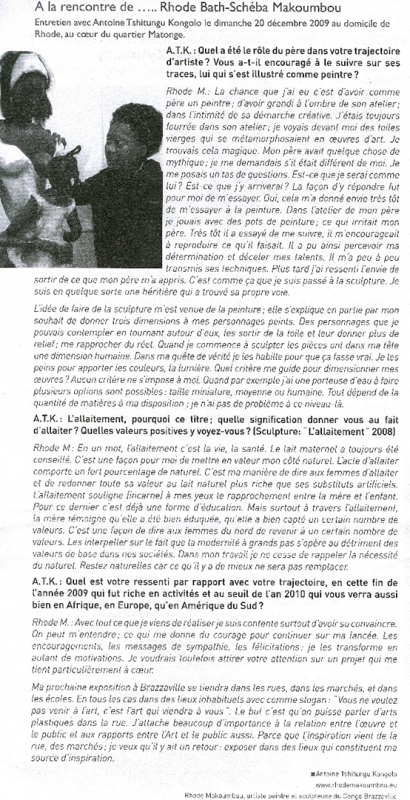 Rhode Makoumbou dans «Matongazet», journal n° 1 (lun 01 mar 2010) • Coupure de presse 2/2